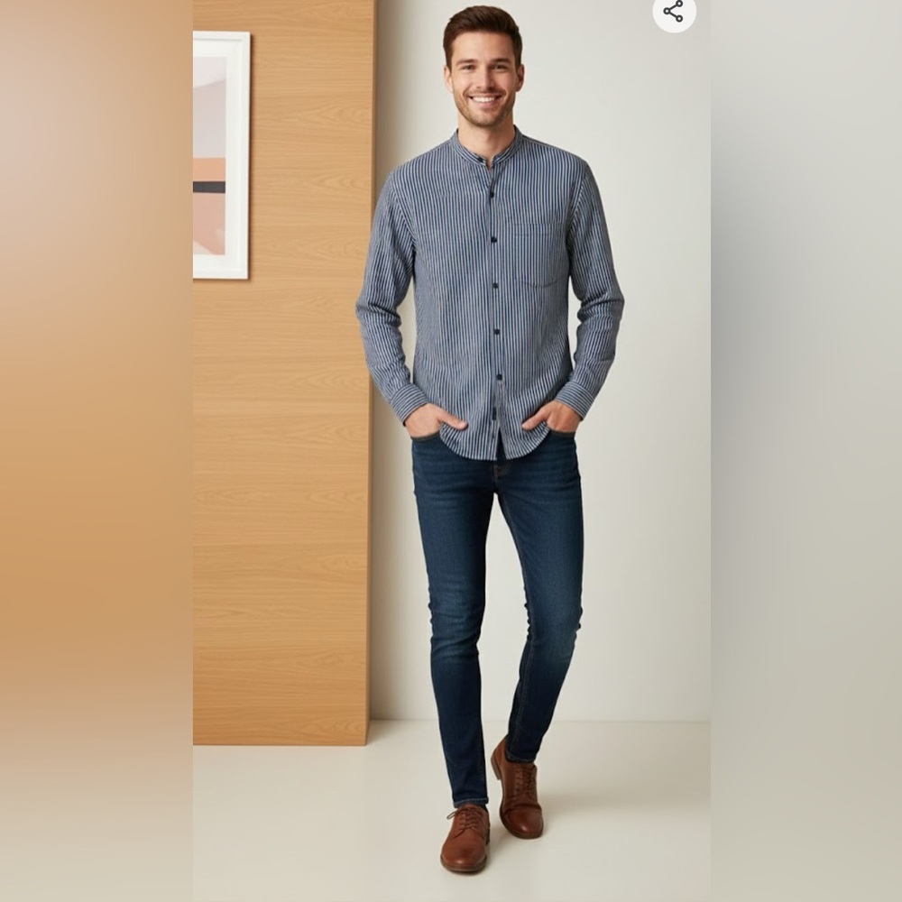 CLUB MONACO Men's Striped Blue Shirt size extra small